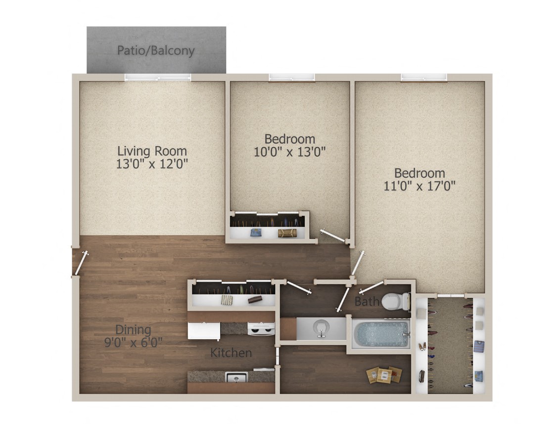B4 Floor Plan at Glen Hills Apartments, Wisconsin, 53209